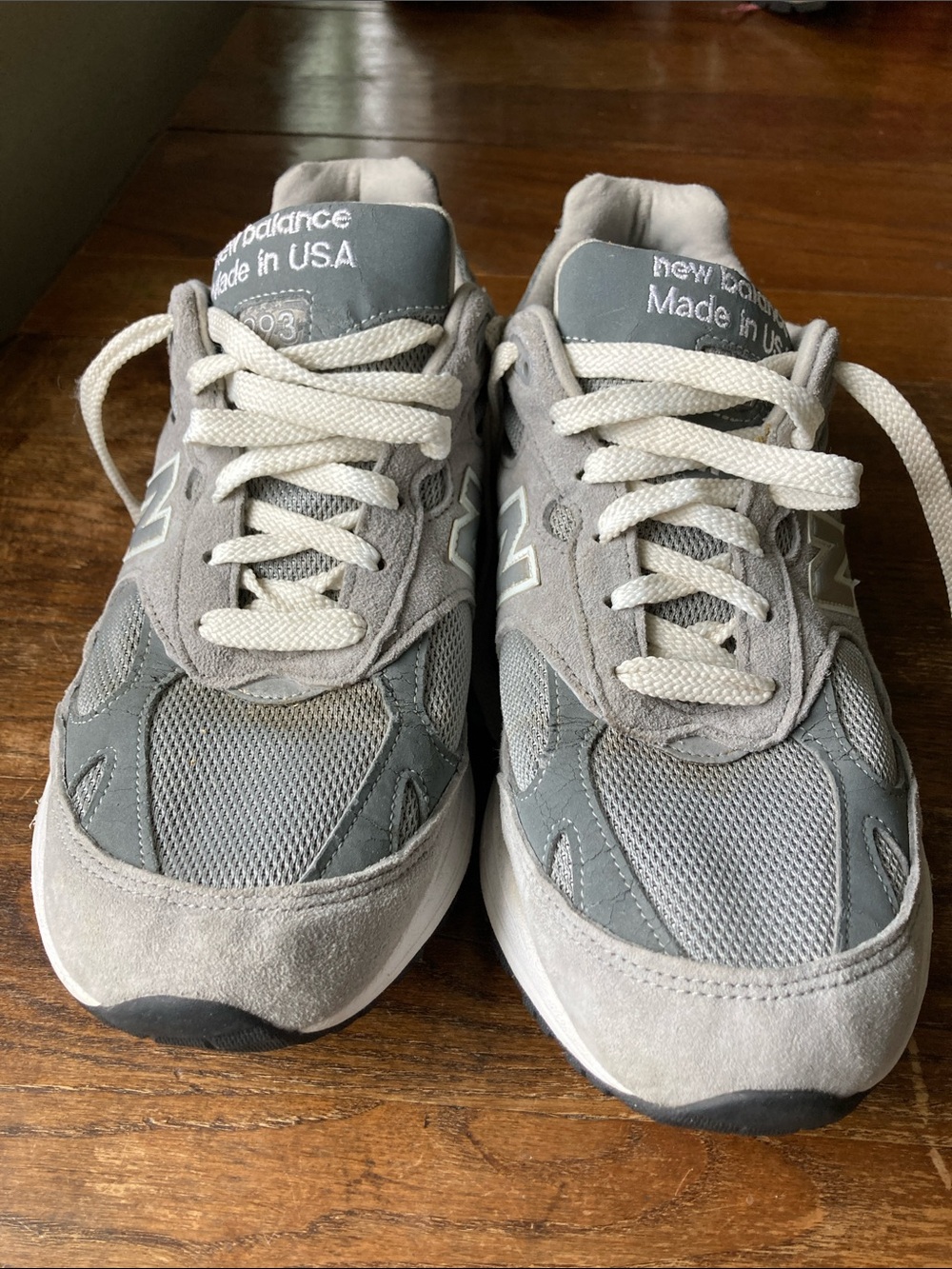 New Balance  Gray & Cream Suede Mesh Sneakers